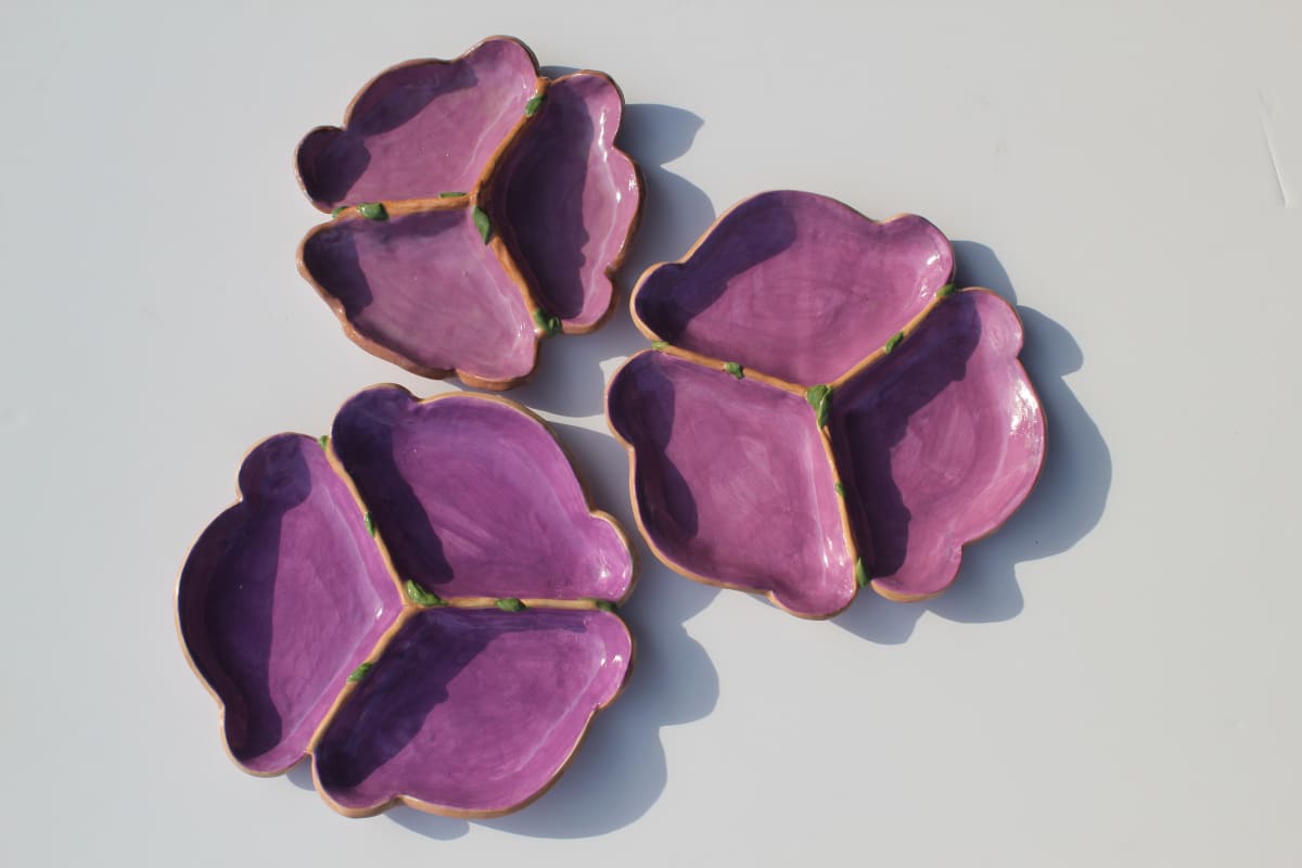 Purple Three Section Trays - Set of Three 