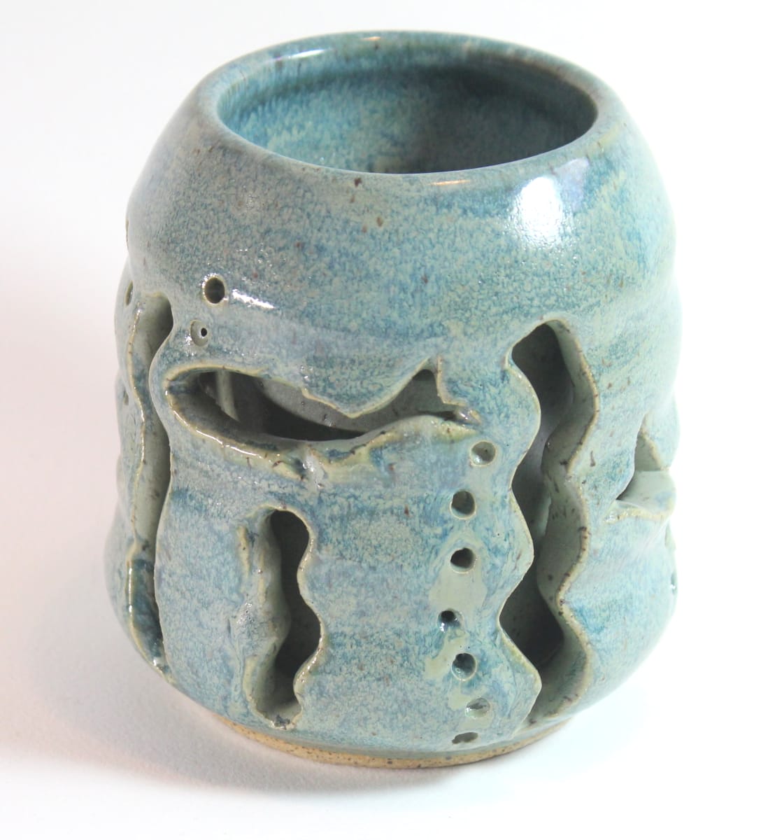 Carved Double-Walled with Fish, Aqua, Image 3.