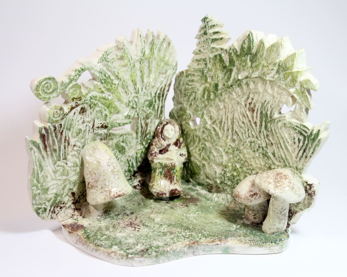 Hand-Carved Fairy Garden with Miniature Elf 