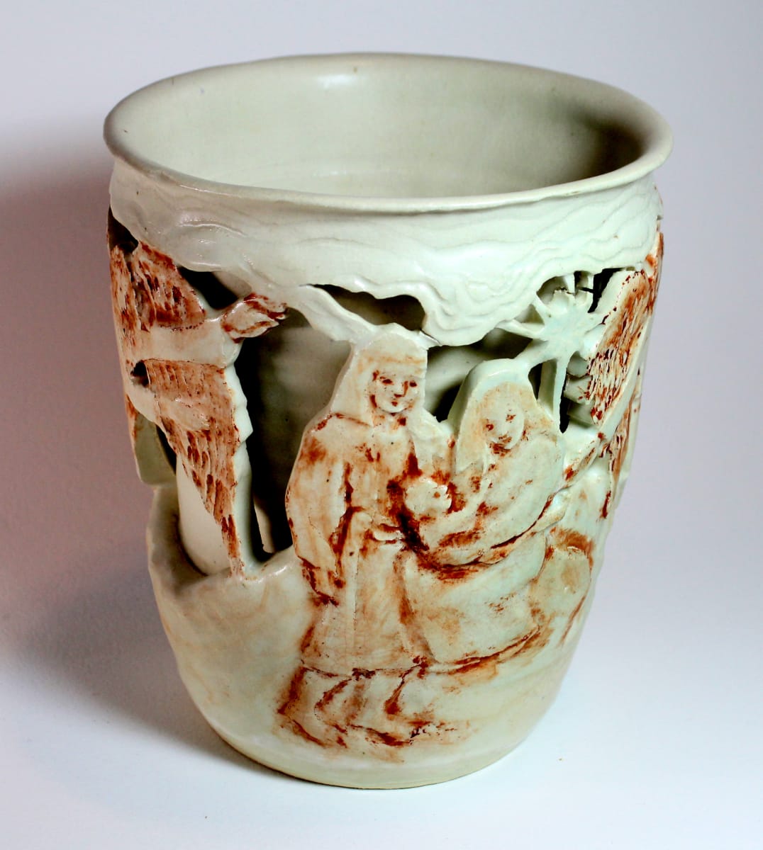 Carved Double-Wall Vase - Nativity 