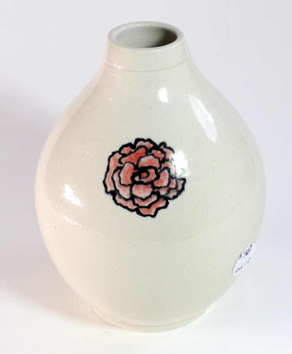 White Vase with Red Flower, Image 2.