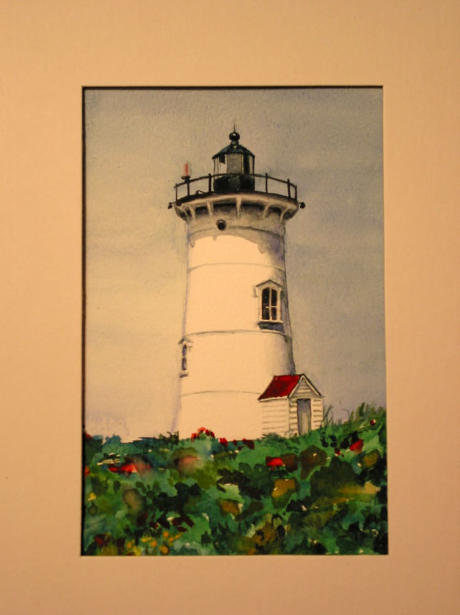 Lighthouse with Red Flowers by inHIShandsart, Image 1.