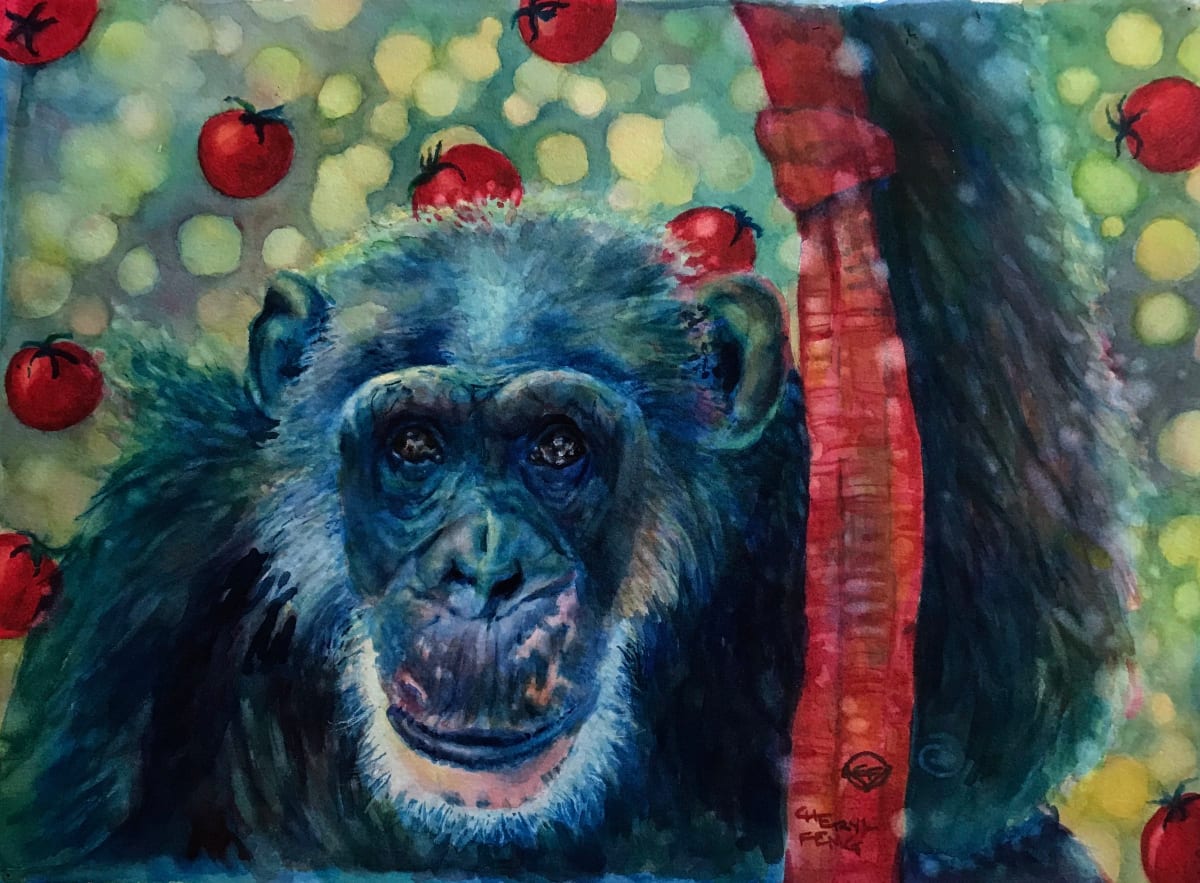 Tomato-Loving Woman by Cheryl Feng  Image: Fundraiser for Chimp Sanctuary NW