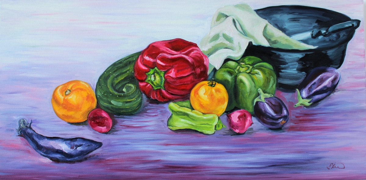 Still Life with Bowl and Vegetables by Sonya Kleshik 