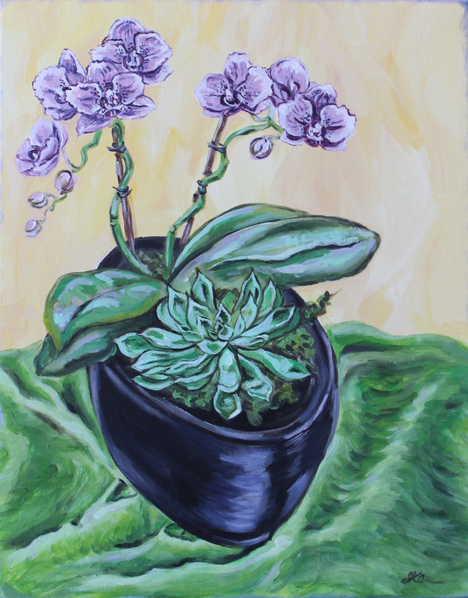 Orchid and Succulent by Sonya Kleshik 