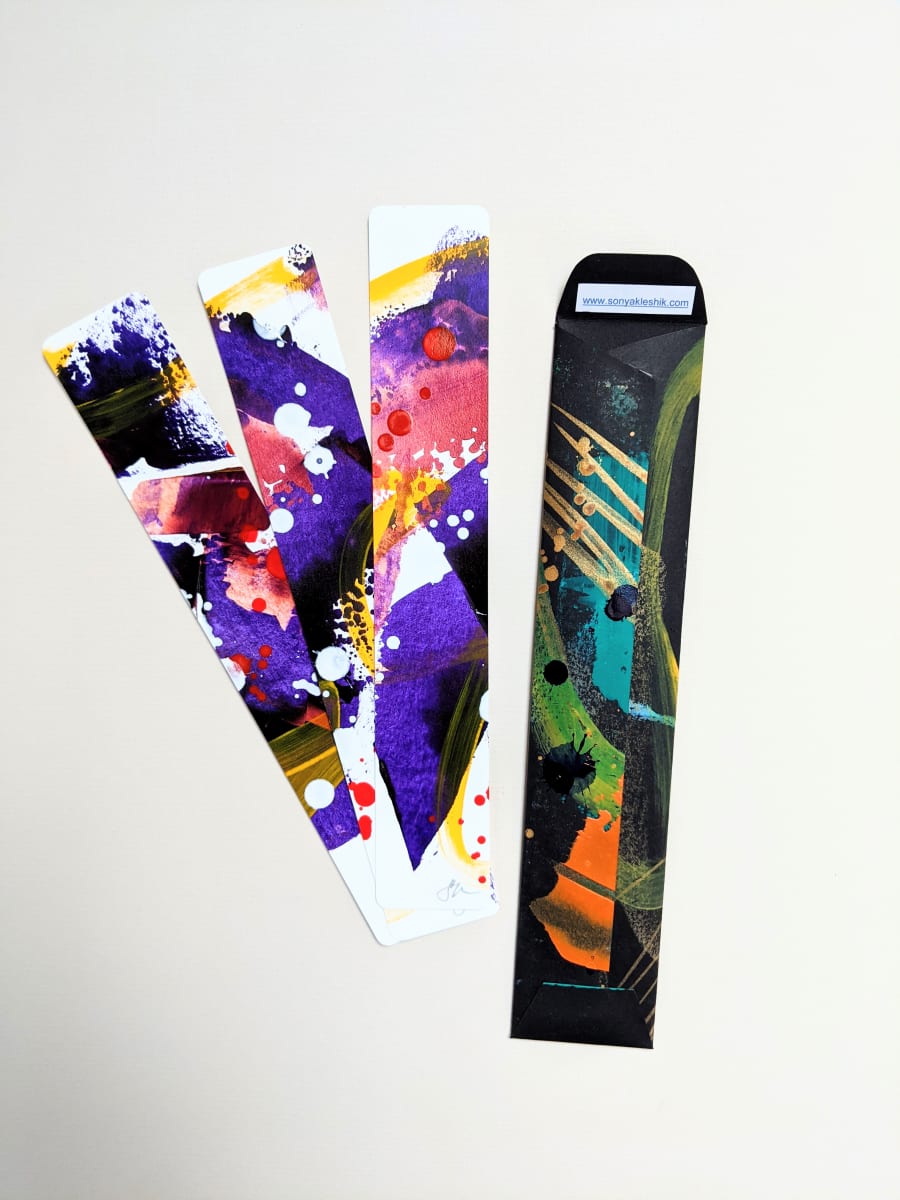 Set of Three Handpainted Bookmarks in Original Envelope by Sonya Kleshik 