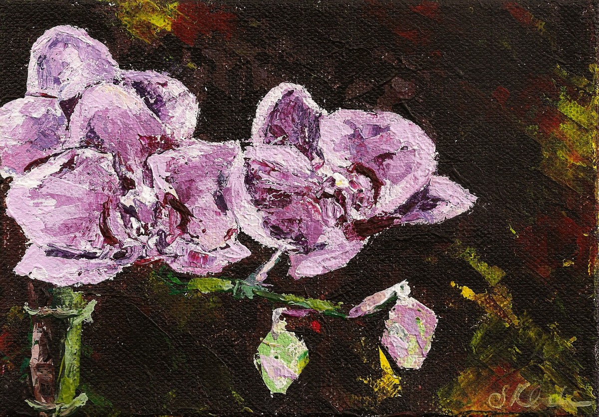 Three Pink Orchids by Sonya Kleshik 