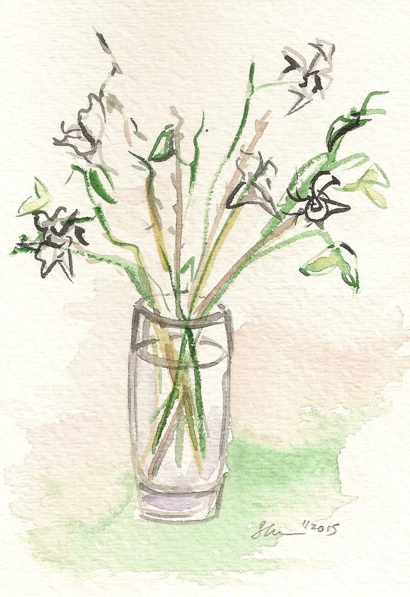 White Orchids in Glass by Sonya Kleshik 