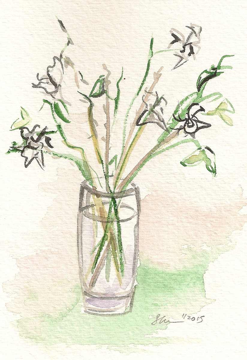 White Orchids in Glass by Sonya Kleshik, Image 1.