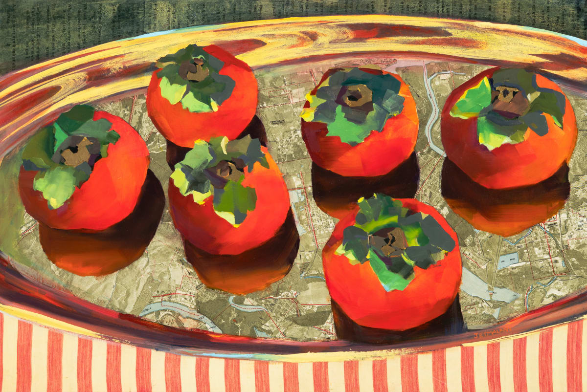 Gathering with Persimmons I by Shobha Jetmalani 