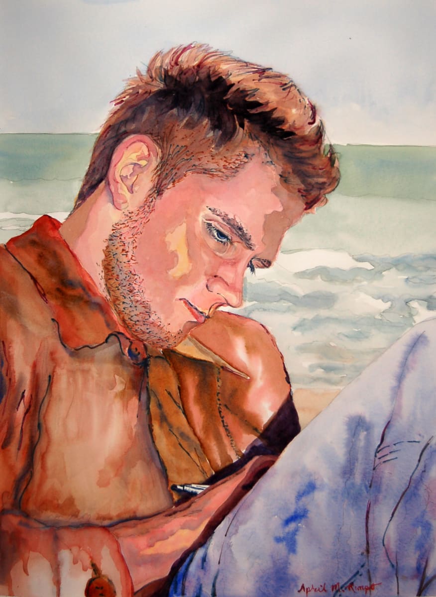 The Artist by April Rimpo  Image: Portrait of my son. He loved working creating pencil drawings so I incorporated watercolor pencil marks in his portrait to be reminiscent of his work.