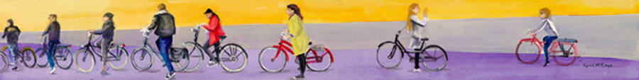 Traffic Jam Series III: Cyclists - 5" X 40" 1/250 by April Rimpo 