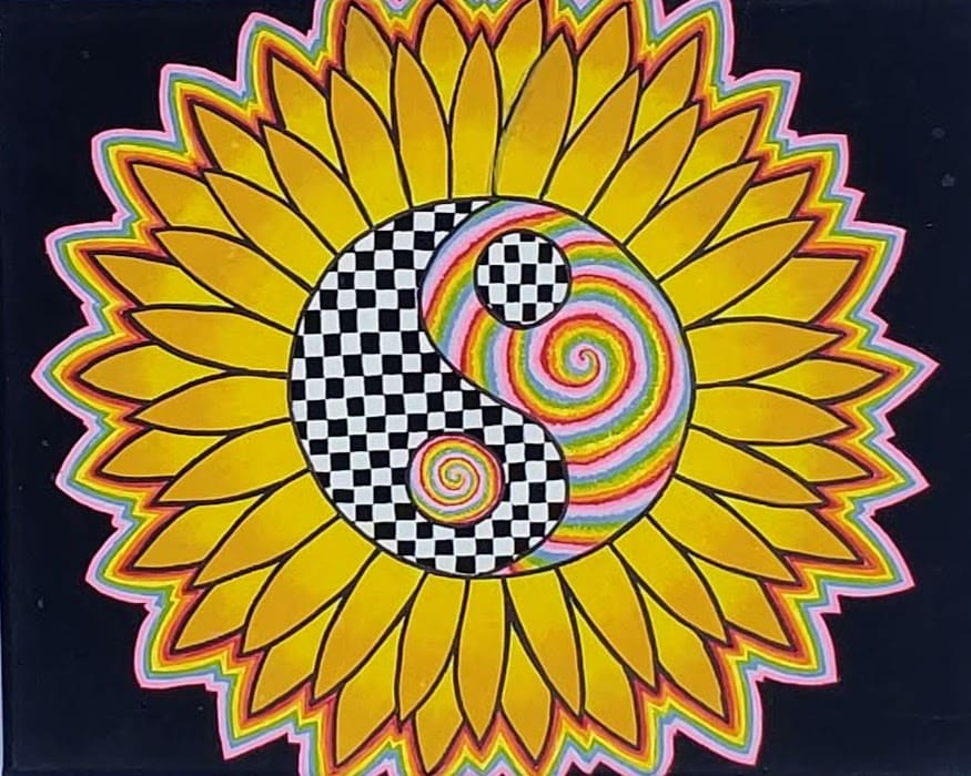 Trippy Sunflower by Jenni Baxter 
