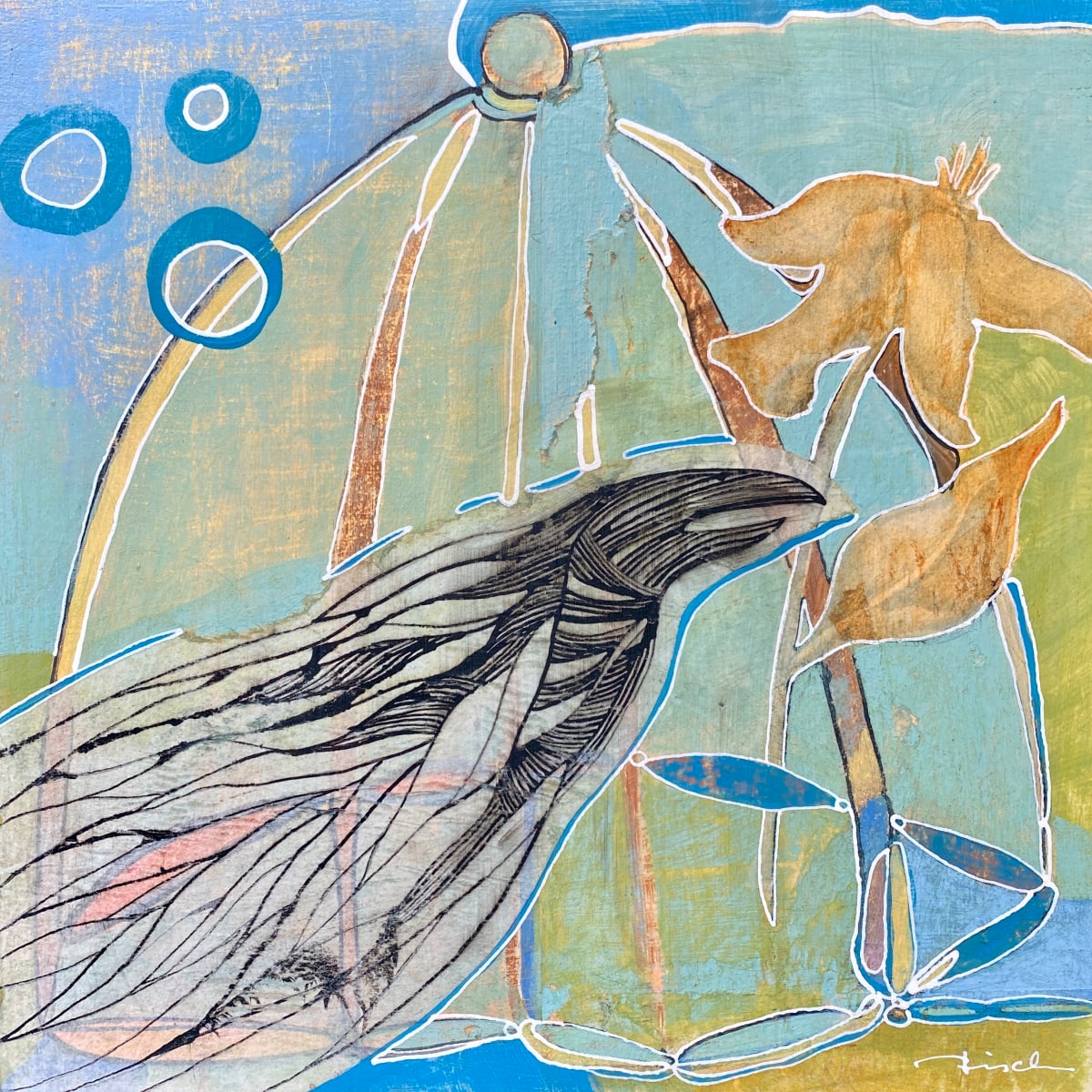 Raven with Peony by Amalia Fisch, Image 1.