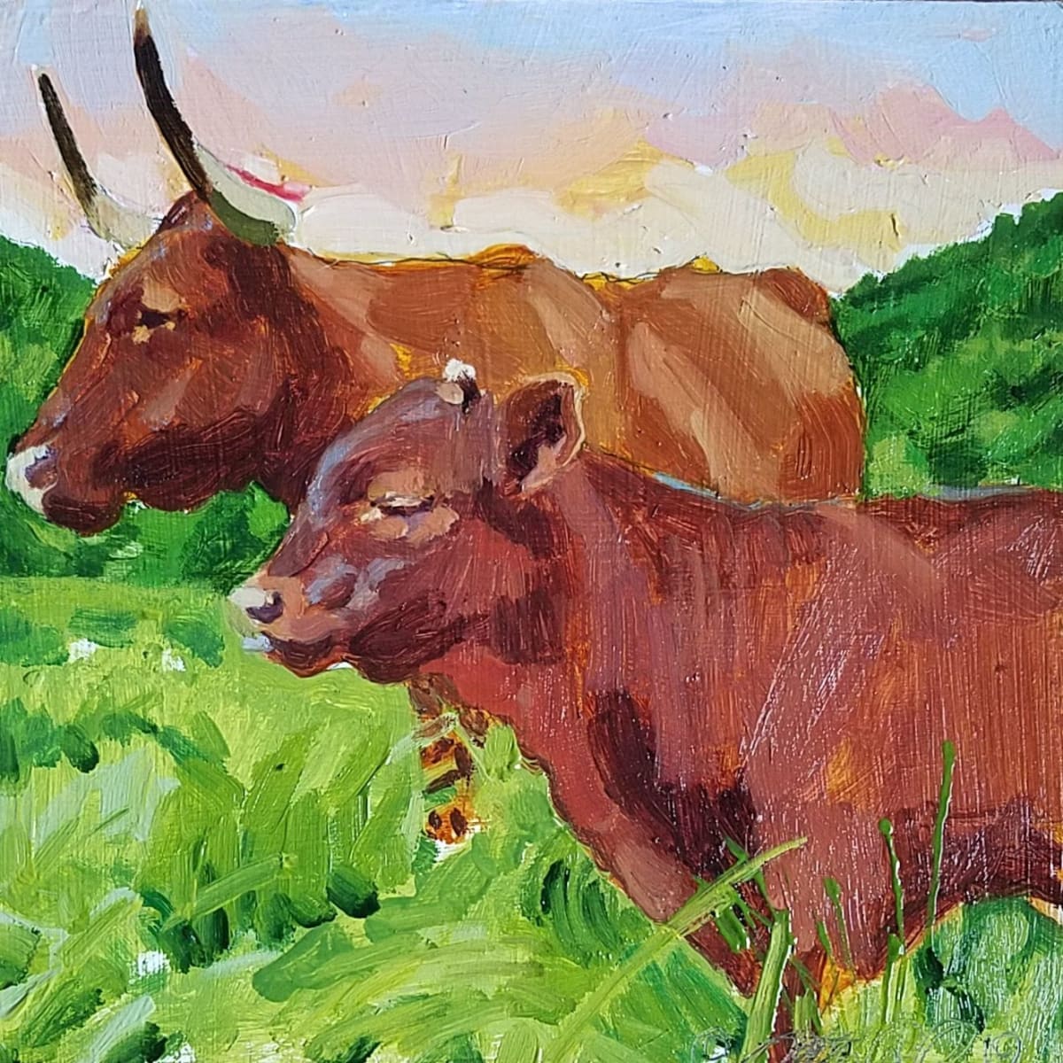 Milking Red Devon by Rachel Catlett 