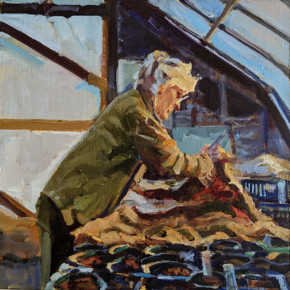Greenhouse Work; Two Pony Gardens, MN by Rachel Catlett 
