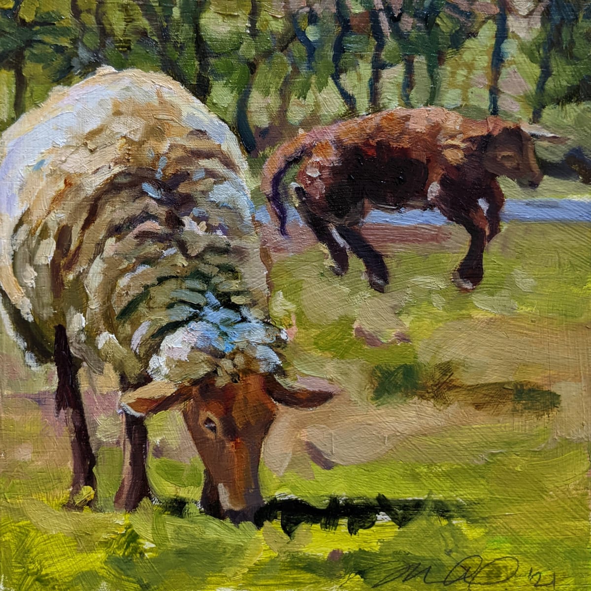 Tunis Ewe and Lamb by Rachel Catlett 
