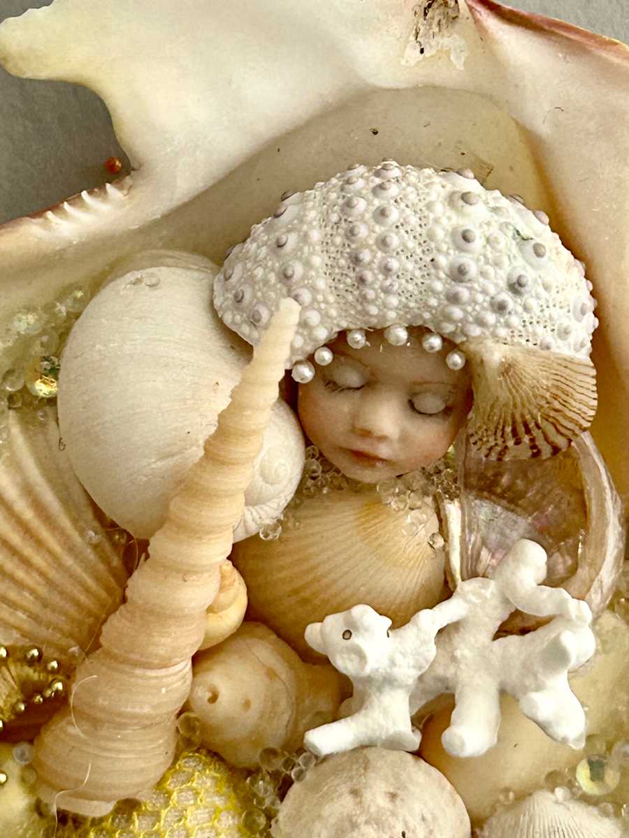 Small Light Yellow Scallop Mini Merbaby by Stephanie Blythe, Image 6.