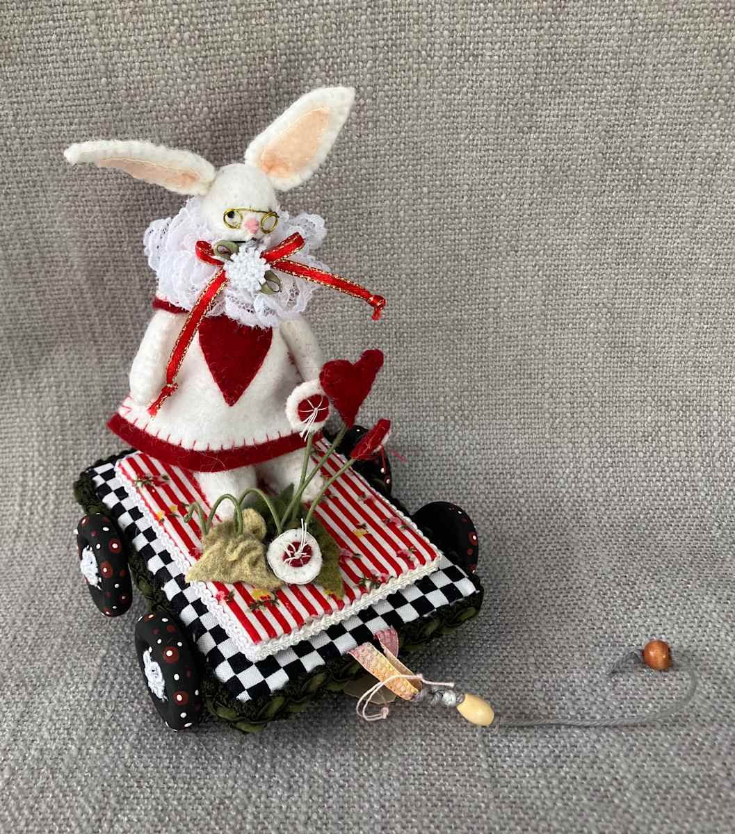 White Rabbit Pull Toy by Christine Shively Benjamin, Image 1.