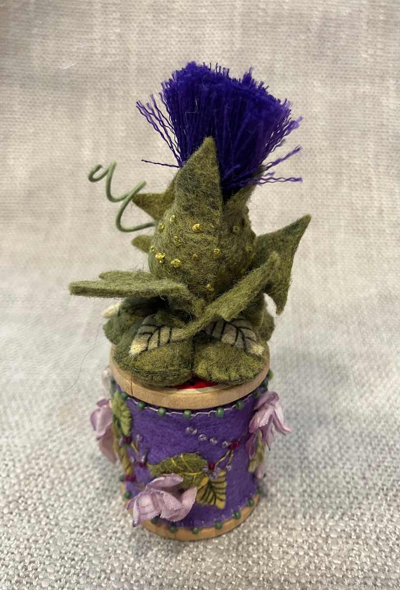 Thistle Wooden Spool by Christine Shively Benjamin, Image 1.