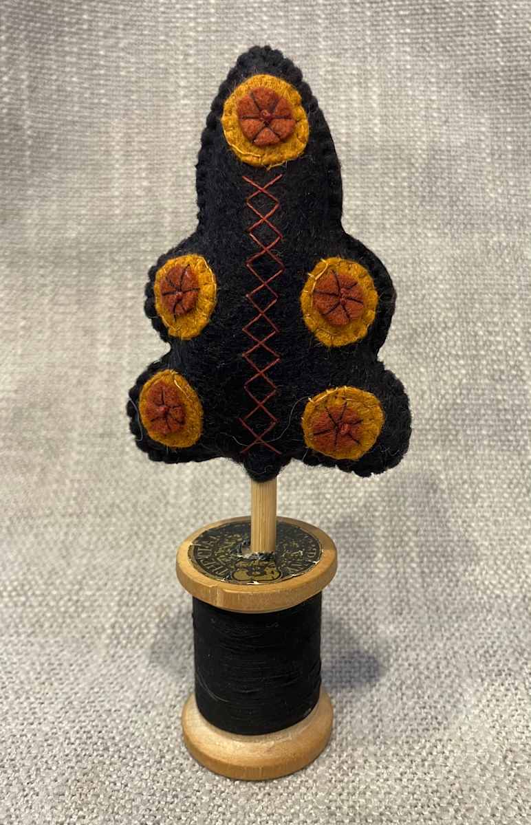Halloween Felt tree on vintage spool by Christine Shively Benjamin  Image: Full View