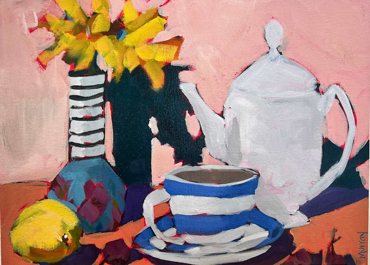 Teapot & Yellow Flowers by Beth Murray, Image 1.