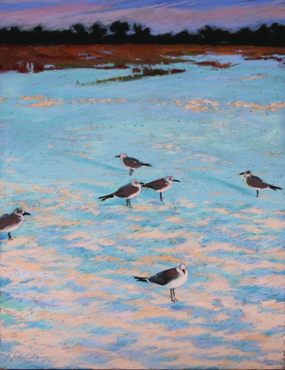 Six Seagulls on Sand by Lisa Gleim 