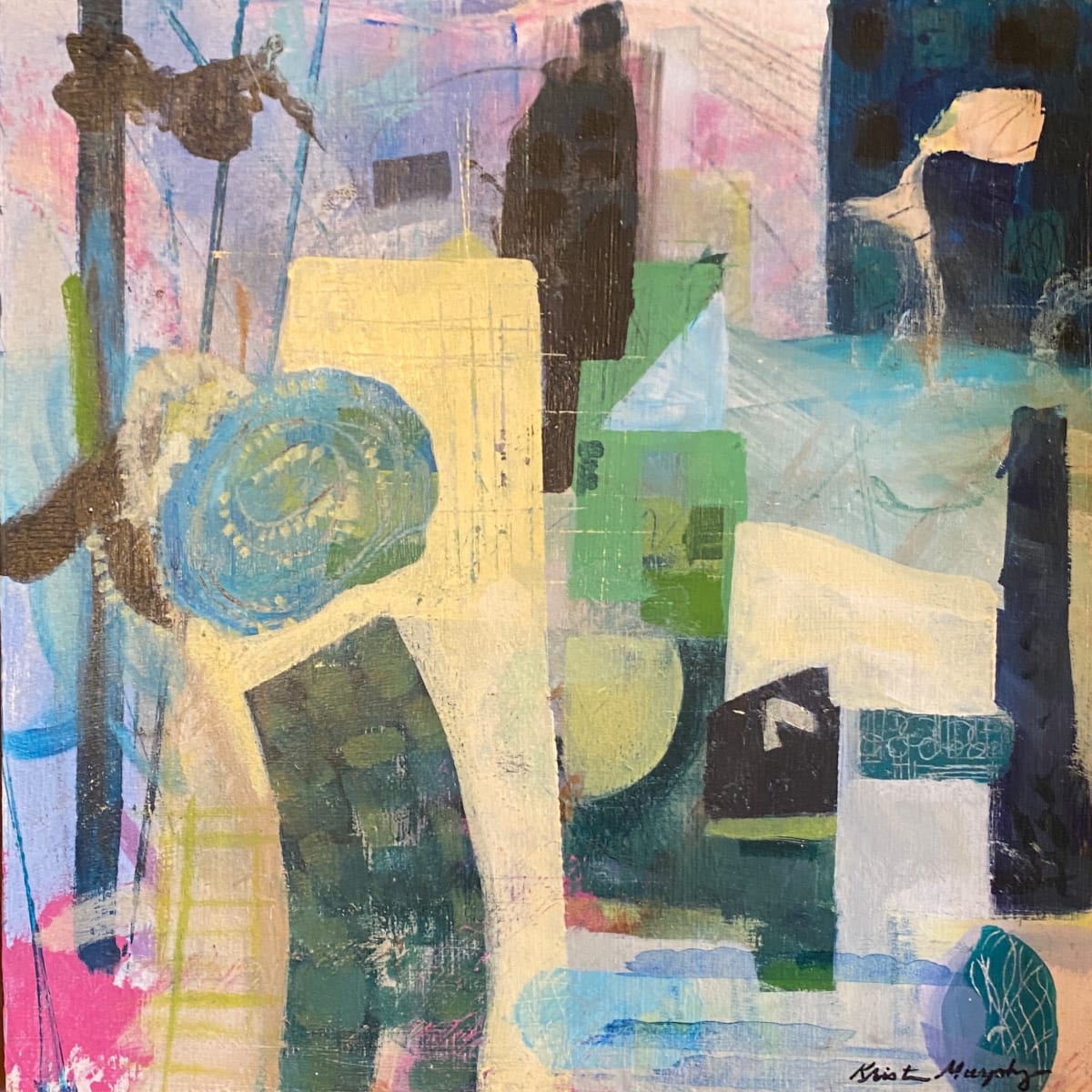 City Hustle by Kristin Murphy  Image: "City Hustle"
12 x 12 Abstract cityscape painting by Kristin Murphy