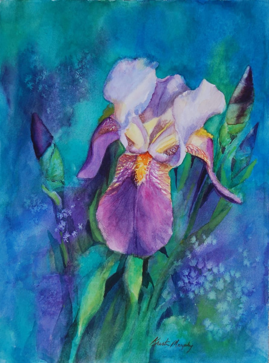 Heavenly Iris by Kristin Murphy  Image: This Heavenly Iris flower is an original watercolor painting by Kristin Murphy. 