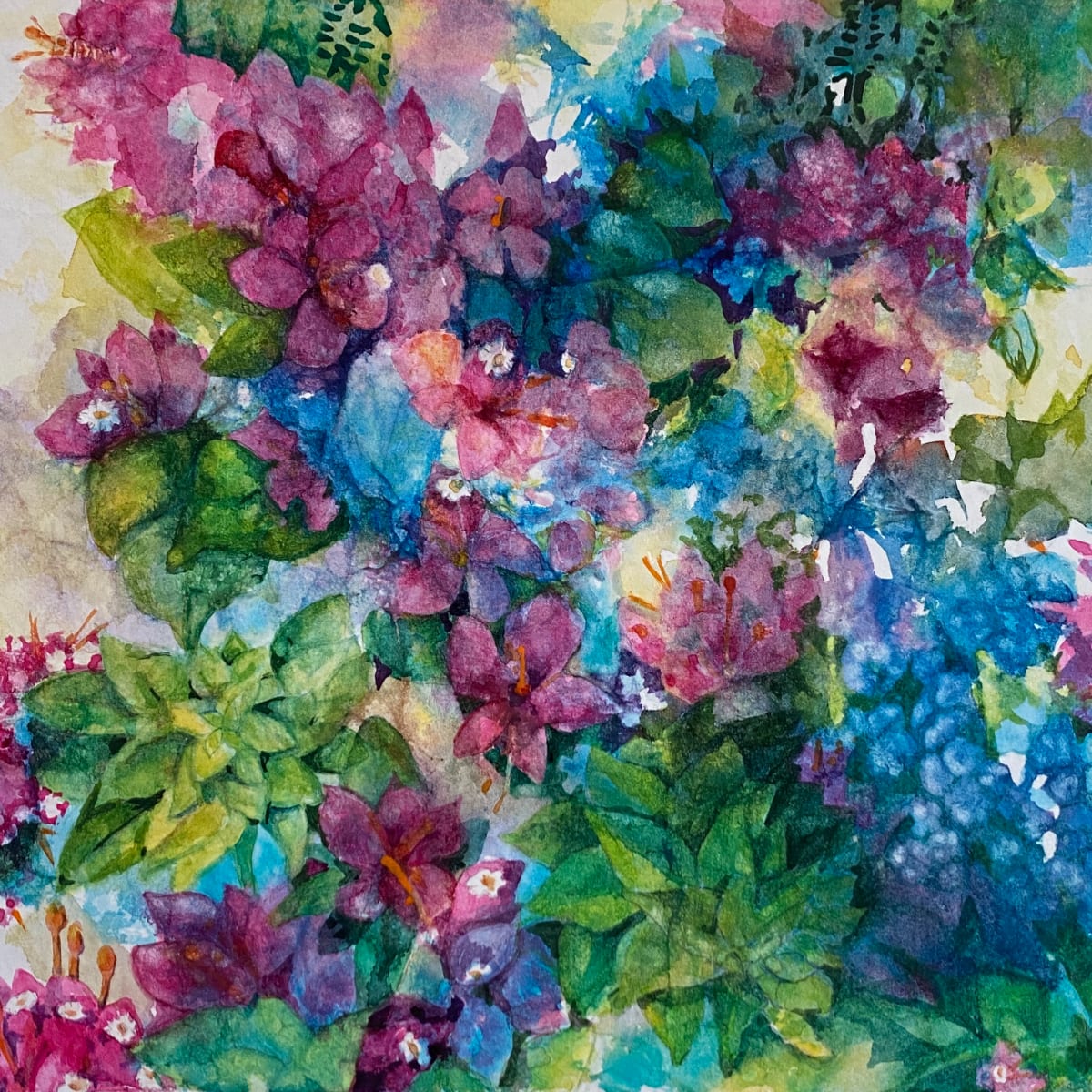Fiesta in Fuchsia by Kristin Murphy  Image: Fiesta in Fuchsia, original watercolor on masa paper by the artist, Kristin Murphy. 