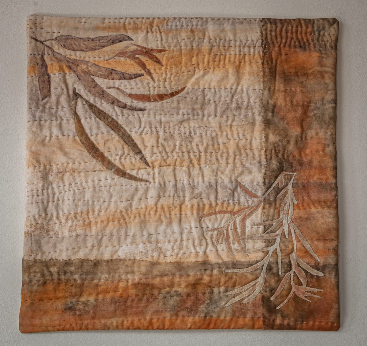 Windswept: Eco Colour Series #6 by Rasa Mauragis  Image: Created by painting with crushed rocks and soils and printed with local eucalyptus leaves 
