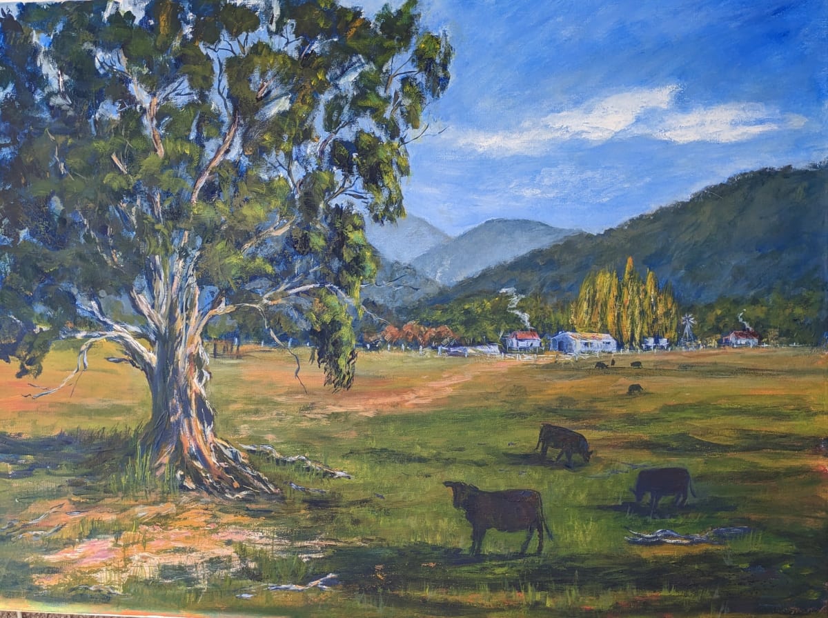 Tumut Grazing by Jenny Border  Image: Landscape Snowy Mountains 