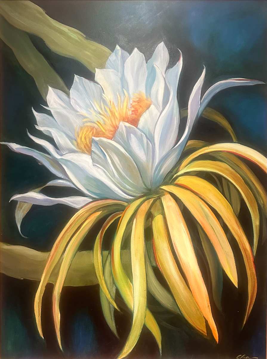 Blooming cactus by Charlotte Slade Decker 