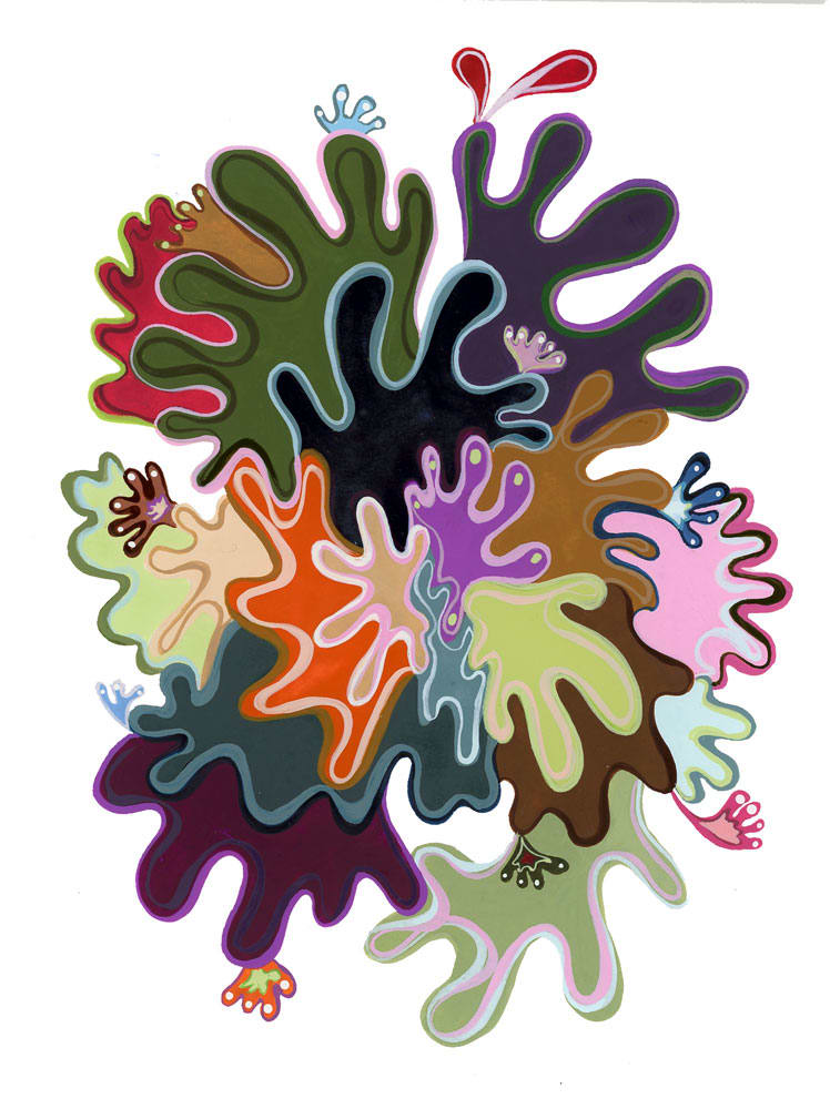 Hands by Cynthia Mosser  Image: A colorful, hand-like gouache painting!
