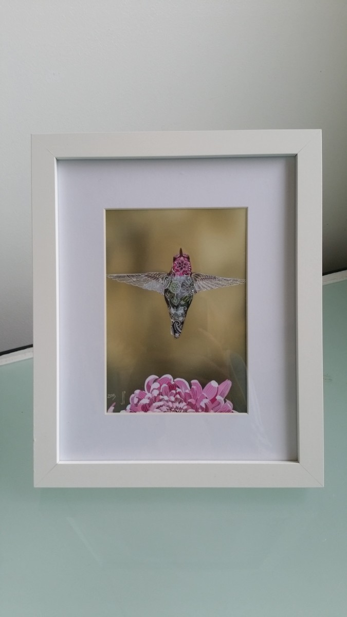 Hummingbird - In the Pink by Jo Richards Mixed Media Artist 