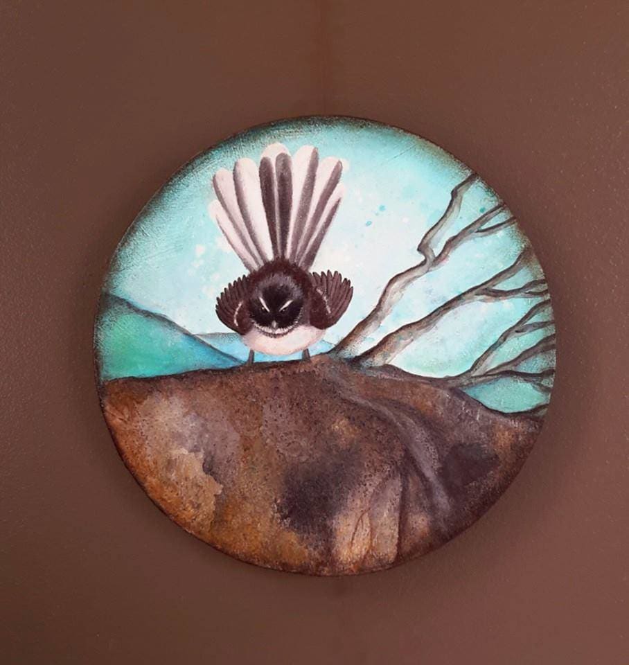 Fantails are Around by Jo Richards Mixed Media Artist 