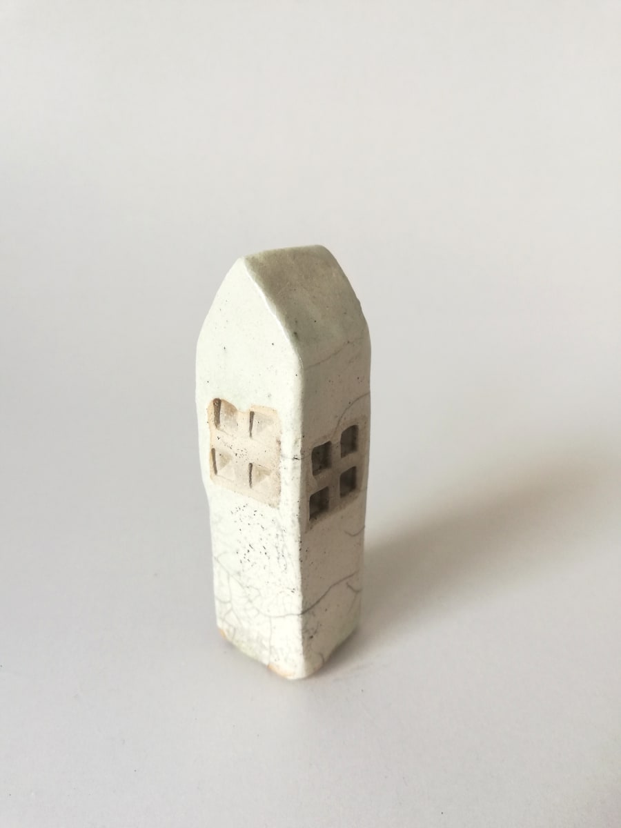 Raku House - white ash III by Jo Richards Mixed Media Artist 