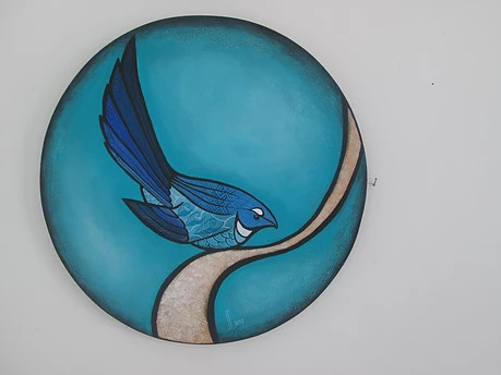 Turquoise Fantail by Jo Richards Mixed Media Artist 