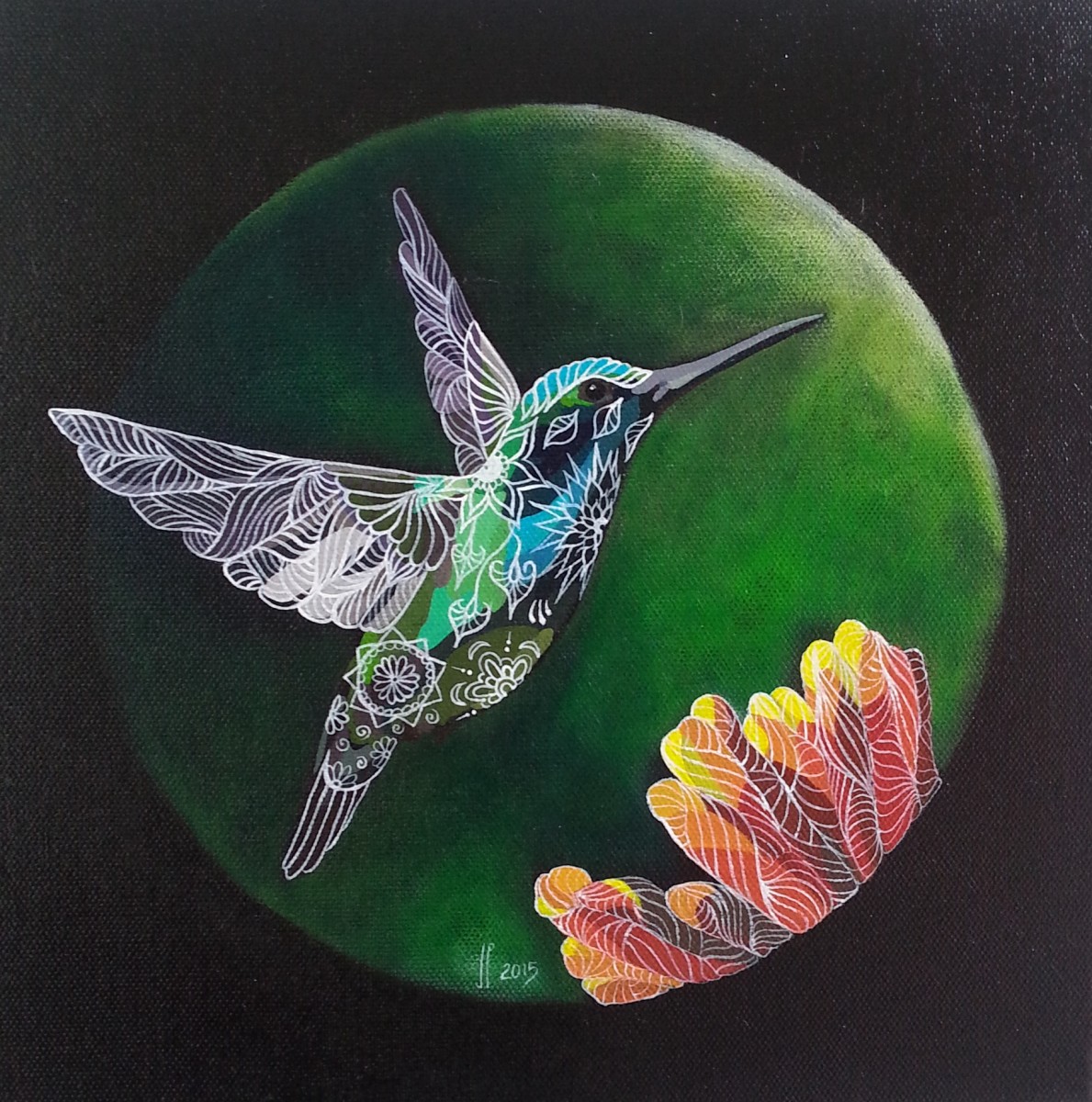 Lace Hummingbird by Jo Richards Mixed Media Artist 