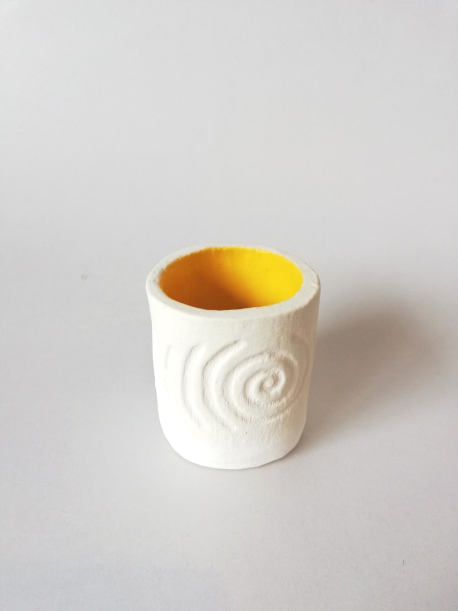 Sunny Yellow Pot - spiral small by Jo Richards Hooker Artist 