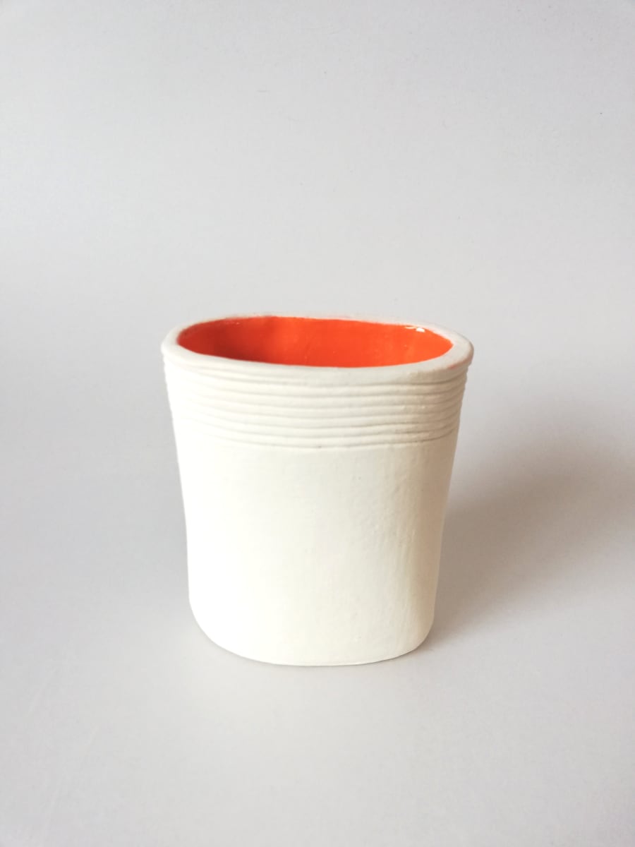 Burnt Orange Pot - oval large by Jo Richards Hooker Artist 