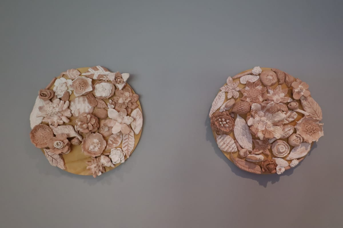 Botanical Collaboration: Ceramic Circles by Year 4 students, Image 1.
