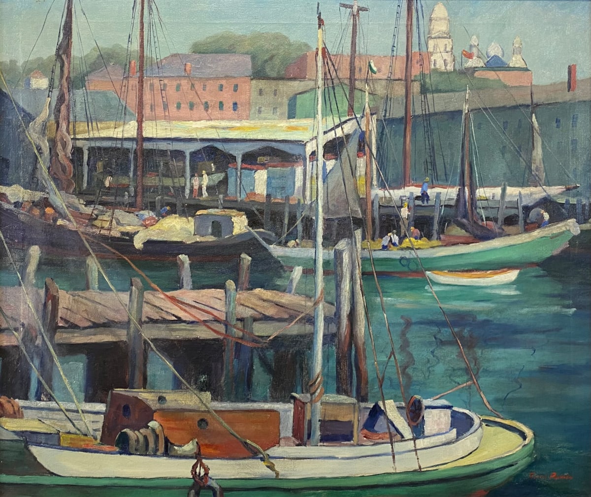 Sailing Boats at Piers, Gloucester by Tunis Ponsen 