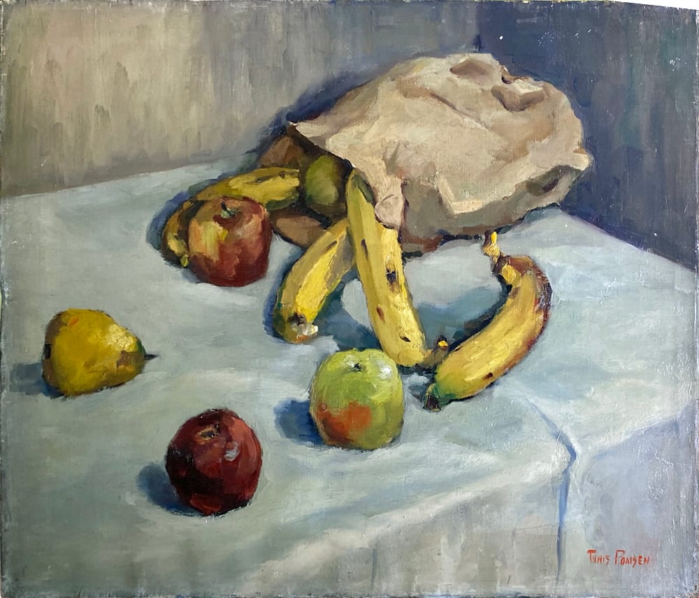 Still Life with Fruit and Paper Sack by Tunis Ponsen 