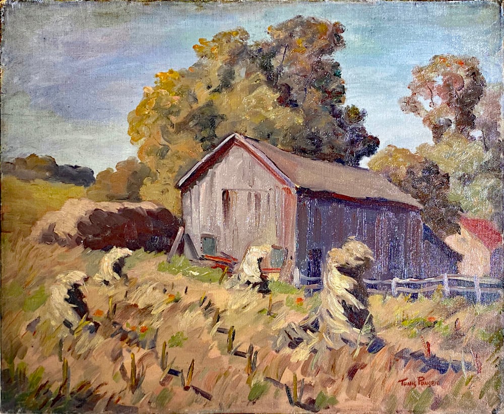 Grey Red Barn with Hay by Tunis Ponsen 