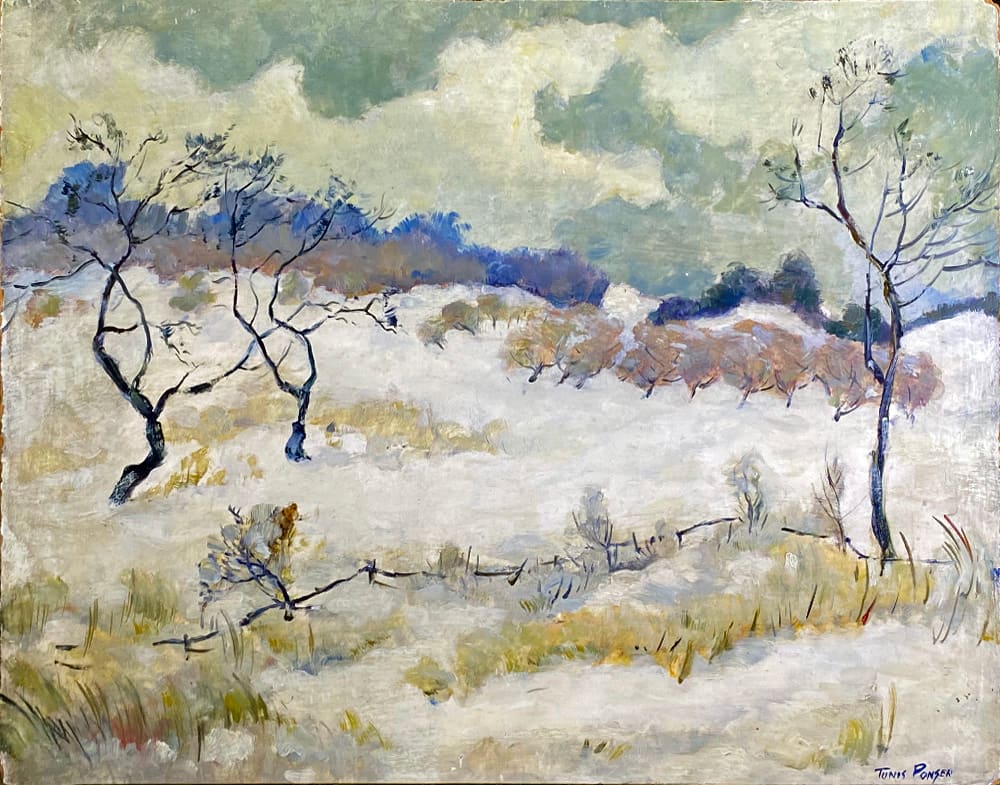 Orchard in Winter w Split Rail Fence by Tunis Ponsen 