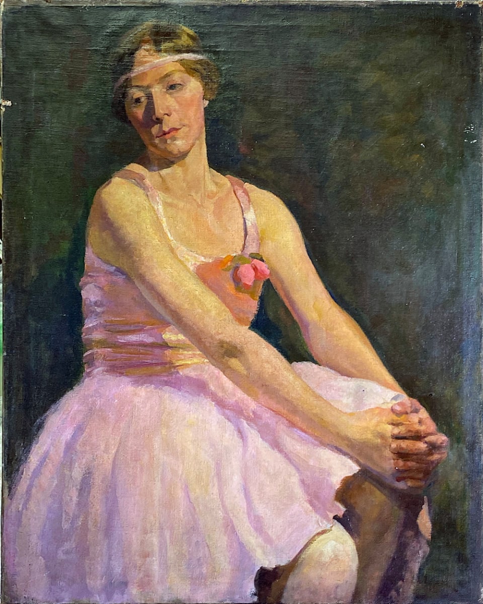 Seated Woman in Pink Dress by Tunis Ponsen 