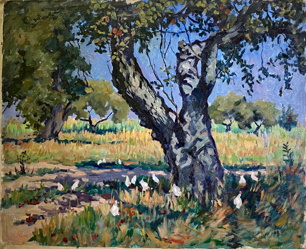 Large Tree with Chickens by Tunis Ponsen, Image 1.