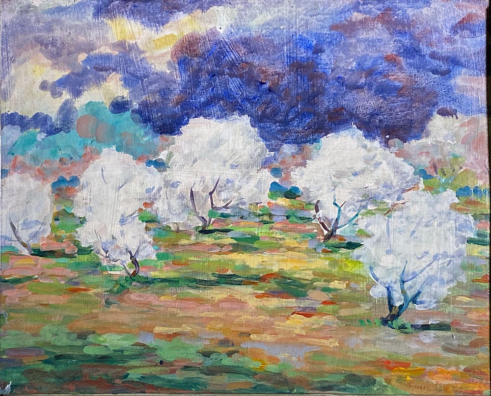 Spring Blossoms in Orchard with Angry Sky by Tunis Ponsen 