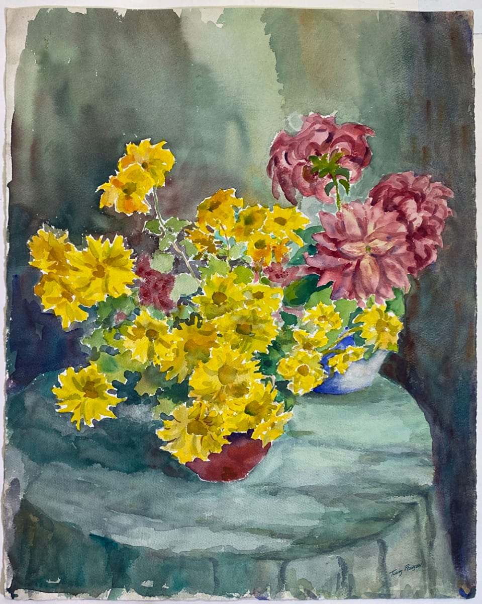 Vases of Yellow and Red Flowers by Tunis Ponsen 